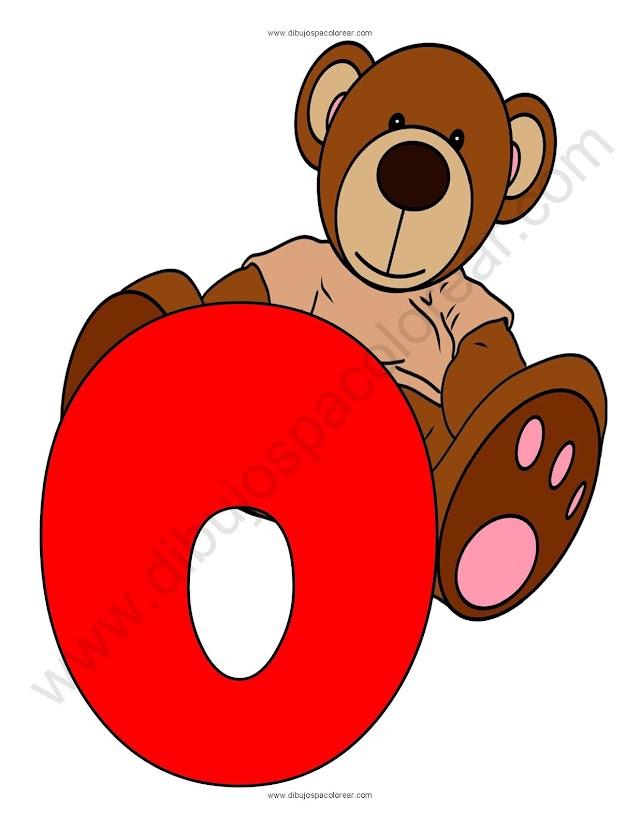 Letra O Oso abecedario dibujo a color y para colorear